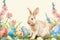 Happy easter crucifixion Eggs Celebrate Basket. White rose satin Bunny coral. turquoise gleam background wallpaper