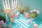 Happy easter customized card Eggs Cheerful Basket. White gratitude Bunny freelance illustration. Egg deliverer background