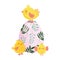 Happy easter cute chickens colored egg flowers foliage nature