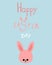 Happy easter. Cute hares. Spring lettering. Religious holiday. Greeting card