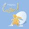 Happy Easter. Cute sunny bunny. Vector card, poster. Spring holiday. Design with rabbit silhouette.