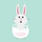 Happy Easter. Cuteunny rabbit and egg shell. Flat design.