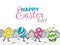 Happy Easter Day card with funny walking eggs