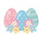 Happy easter day decorative painted eggs flowers ornament