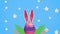 happy easter day with ears rabbit in egg painted