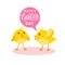 Happy Easter Day Greeting Card Background With Cute Chicken Babies