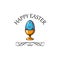Happy easter day greeting card with egg holder. Vector illustration.