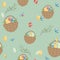 Happy Easter Day. Seamless Pattern with Easter basket eggs. For printing wrapping paper, wallpaper, packaging, fabric