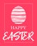 Happy Easter. Decorated white flat egg with simple abstract ornaments on red background.