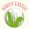 Happy Easter. Easter badge with rabbits ears silhouette in round photo frame. Festive flat Picture moldind. vector