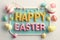 Happy easter easter banners Eggs Inspirational Basket. White emblematic Bunny foxgloves. plushie background wallpaper