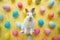 Happy easter easter egg hunt ideas Eggs Fuzzy Basket. White image Bunny Easter festivity. Easter holiday background wallpaper