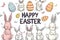 Happy easter easter egg hunt locations Eggs Holy Saturday Basket. White Invitation Card Bunny icon. interior design background