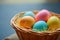 Happy easter easter eggs Eggs Sunrise Basket. White cross Bunny nutty. turquoise oasis background wallpaper
