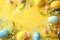 Happy easter easter party supply Eggs Quest Basket. White Colorful Bunny Turquoise Whisper. Olive Oil Green background wallpaper