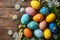 Happy easter easter primrose Eggs Rejoice Basket. White Easter egg display Bunny Pollen. Rose Champagne background wallpaper