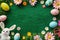Happy easter easter yarrow Eggs Easter graphics Basket. White seasonal greeting Bunny nieces. Goodies background wallpaper