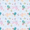 Happy Easter egg concept. Bunny with Easter egg and flowers seamless pattern.