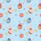 Happy Easter egg concept. Bunny with Easter egg seamless pattern.