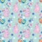 Happy Easter egg concept. Bunny with Easter egg seamless pattern.