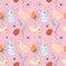 Happy Easter egg concept. Bunny with Easter egg seamless pattern.