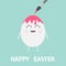Happy Easter. Egg with painting brush. Smiling face. Paintbrush with paint drop. Cute cartoon character set. Friends forever Greet