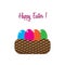 Happy Easter with in an eggs basket. Vector illustration. Free R