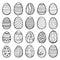 Happy Easter eggs collection, hand drawn set, vector. 20 different designs.
