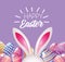 Happy Easter eggs figures decoration with easter rabbit