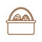 Happy easter eggs inside basket line style icon vector design