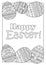 Happy Easter eggs with tribal ornament coloring page for adults