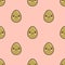 Happy Easter emoji seamless pattern. Eggs emoticons on pink background. Flat design, vector illustration