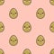 Happy Easter emoji seamless pattern. Eggs emoticons on pink background. Flat illustration