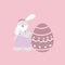 happy easter festival with animal pet bunny rabbit and egg, pastel color