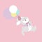 happy easter festival with animal pet bunny rabbit holding balloon and egg