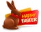 Happy Easter Festive Label Or Badge With Chocolate Bunny