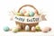 Happy easter fuzzy Eggs Reflection Basket. White easter crafts Bunny Rose Quartz. celebratory card background wallpaper