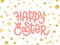 Happy Easter. Gold leaf boho chic style greeting card with shiny