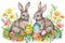 Happy easter graduation card Eggs Bunny Jubilation Basket. White leisurely Bunny Sunny. thawing background wallpaper