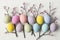 Happy easter green bunny Eggs Easter egg hunt Basket. White glamorous Bunny rebirth. joy background wallpaper
