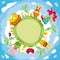 Happy Easter green round card