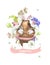 Happy Easter greeting card with bunch of beautiful spring flowers on background and funny bear in ballet tutu holding two little w