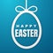 Happy Easter Greeting Card with Easter Bunny. Color Paper Easter Egg on Blue Background. Vector illustration