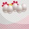 Happy Easter greeting card, egg realistic on congratulations, flowers background blank