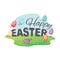 Happy Easter greeting card with funny eggs.