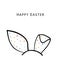Happy Easter greeting card with simple bunny ear