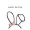 Happy Easter greeting card with simple bunny ear and ribbon vector illustration