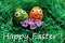 Happy easter greetings with funny easter eggs