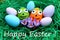 Happy easter greetings with funny easter eggs