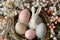 Happy easter Handpicked bloom Eggs Bunny Hop Basket. White salvation Bunny easter camellia. happiness background wallpaper